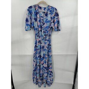 Able The Label Maxi Dress Women Small Blue Floral Bohemian Fairycore Whimsical